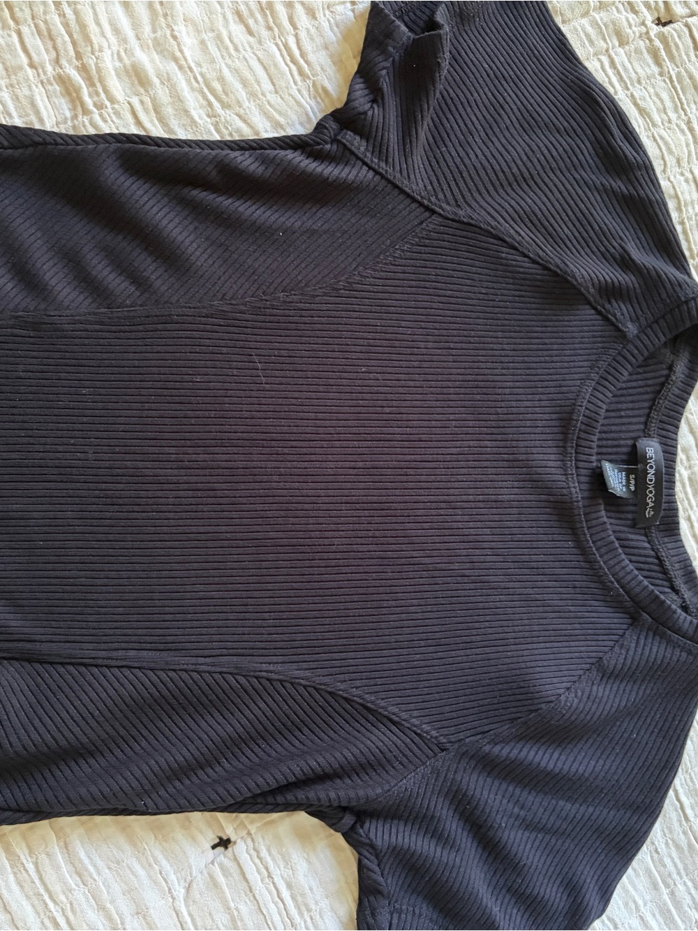 Beyond Yoga Black Ribbed Women's Crop Top